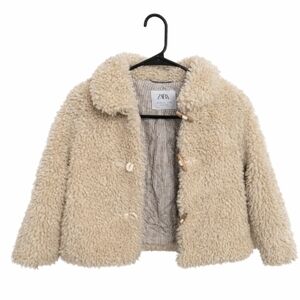 ZARA Kids Cream Sherpa Toggle Jacket